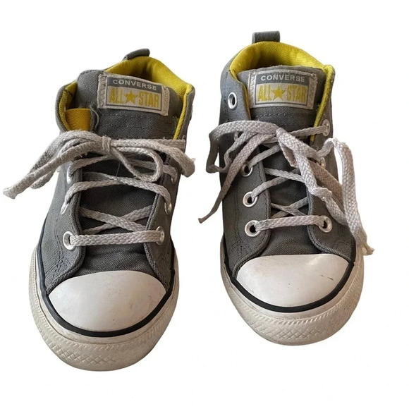Kids Converse Grey and Yellow Low Tops Size 3 - Picture 1 of 7